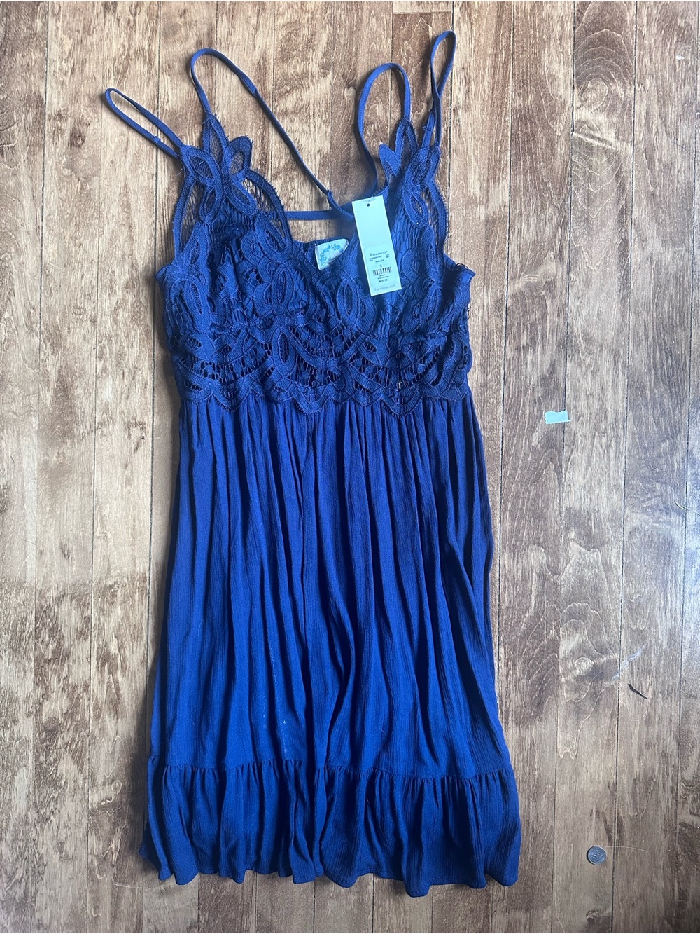 Dolce Vita Navy Blue Lace-Trim Slip Chemise